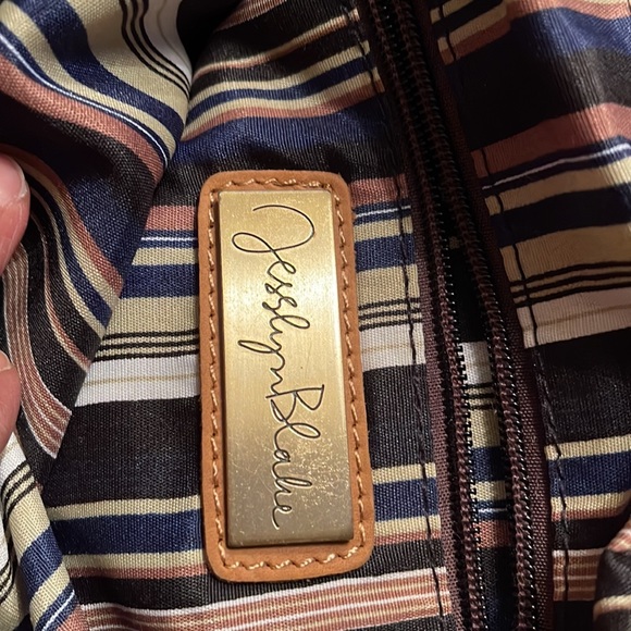 Jesslyn Blake leather satchel canvas and leather metallic color canvas - Picture 6 of 9